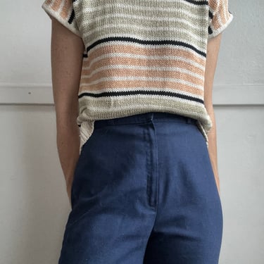 Vintage silk blend knit striped sweater blouse 