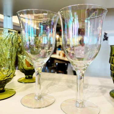 Vintage Tiffin Iridescent Wine Glass Set