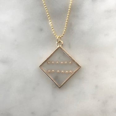 Art Deco Inspired Rhombus Swarovski Pearl Necklace | Minimalist Necklace | Gold Plated Brass | Resin | One of Kind Necklace 