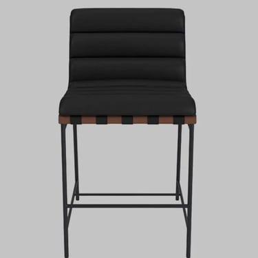 Denver Modern Vail Counter Stool Walnut/ Black Leather FFE258-255