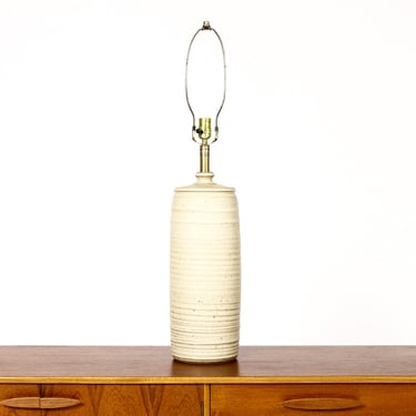 Mid Century Vintage Table Lamp — Bob Kinzie for Affiliated Craftsmen — Tan Speckled Glaze 