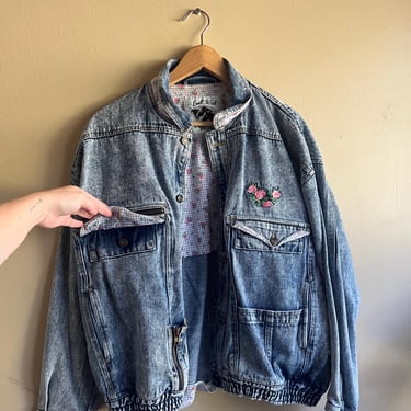 90s East West Acid Wash Floral details jacket || large 