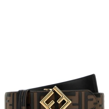 Fendi Woman Printed Leather Ff Diamonds Reversible Belt