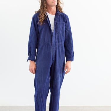 Vintage True Blue Jumpsuit | Unisex Herringbone Twill Cotton Coverall Mechanic Suit Boilersuit Onesie | M | COV19 