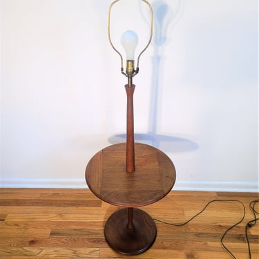 Mid Century Walnut Floor Lamp with Table Top 