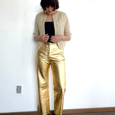 Gold Leather Straight Leg Pants (S/M)