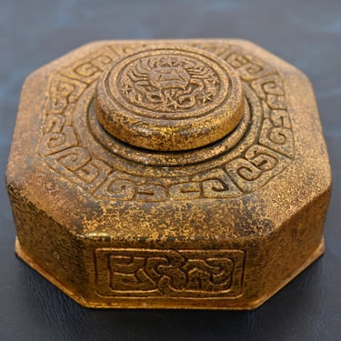 Tiffany Studios New York Zodiac Bronze Doré Inkwell