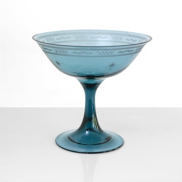 Swedish Grace, 1920's footed bowl in blue glass.
