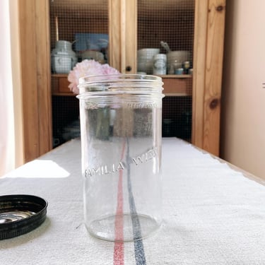 Vintage rustic French clear jar with lid- CJ 