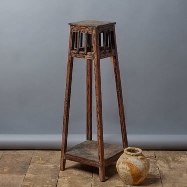 Javanese Deco Black Painted Teak Plant Stand