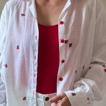 70s Novelty Print Top 70s Bee Print Cotton Button Up 70s Polka Dot Top Vintage Bee Top Vintage Novelty Button Up 70s Bee Polka Dot Top 