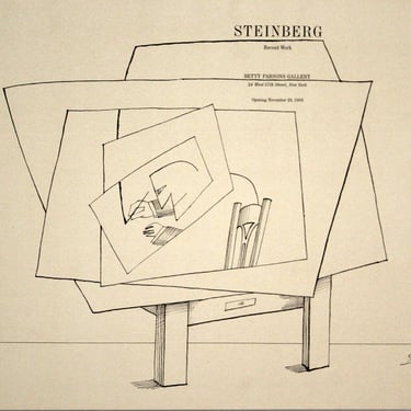 Saul Steinberg Vintage Exhibition Poster Recent Work at Betty Parsons Gallery 