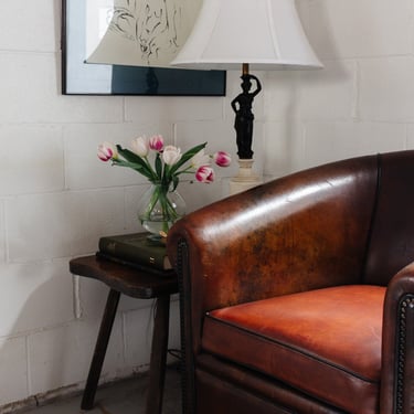 vintage European Lounge Atelier sheepskin leather club chair