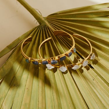 Handmade Crystal Bracelets, Boho Stacking Bracelets, Unique Gifts for Her, Aquamarine Crystal Bracelet, Genuine Sapphire Gemstone Cuff 