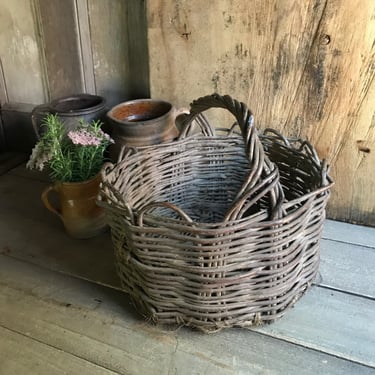 Rustic French Harvest Basket, Garden, Carry Handle, Farmhouse, Farm Table, French Farmhouse, Repairs 