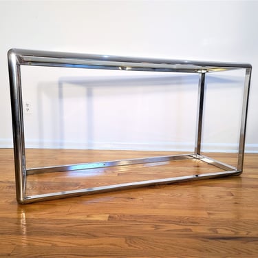 Mid Century Chrome and Glass Console Table 