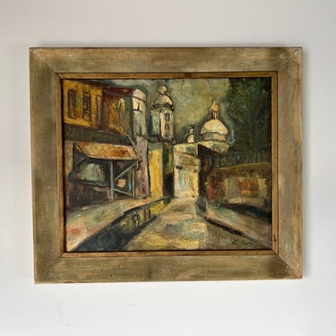 1960s Vintage L. Rutkin Paris Street Scene Oil Painting, Frame 