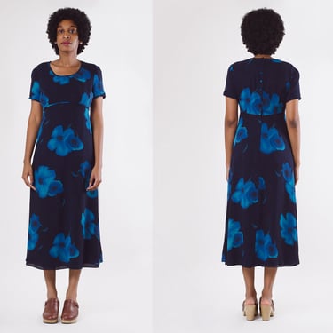 Vintage 90's Liz Claiborne Blue Floral Maxi Dress 