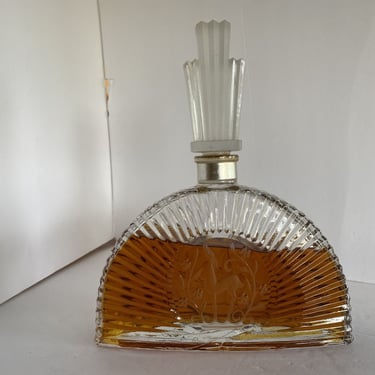 Art Deco Stepped Art Glass Perfume Bottle w/ Deer Motif 