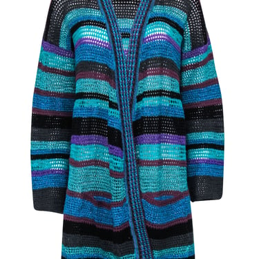 Zadig & Voltaire - Blue & Multicolor Striped Crochet Cardigan Sz S