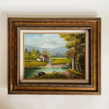 MOUNTAIN FARMHOUSE PAINTING - Framed 