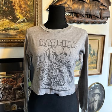 Vintage 80s RAT FINK Thermal Shirt xs-s Cropped 