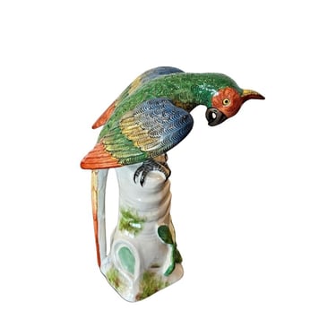 Antique Paris Porcelain Bourdois & Bloch  Meissen Style Parrot Figure 