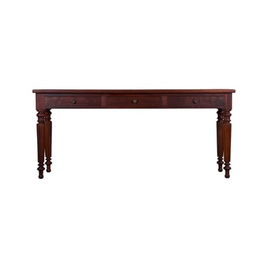 Antique English Victorian Style Mahogany Console W/ Leather Top 