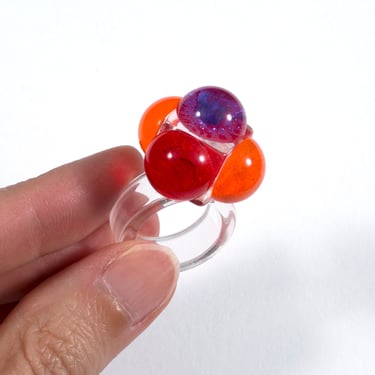 5.75 ICONIC Vintage 90s Maria Ayala Deee lite Lucite Statement Cube Ring 