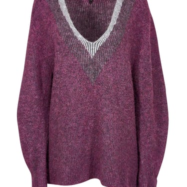 Rag & Bone - Magenta V-neck Oversized Sweater Sz L