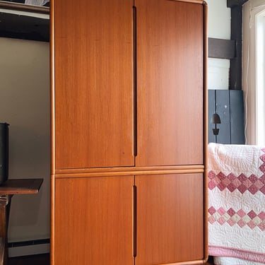 Danish Modern Teak Tambour Highboy Storage Cabinet by Sun Cabinet Co. Shipping is not free 