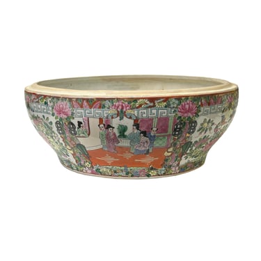 Chinese Oriental Canton Porcelain People Scenery Bowl Container Decor ws3581E 