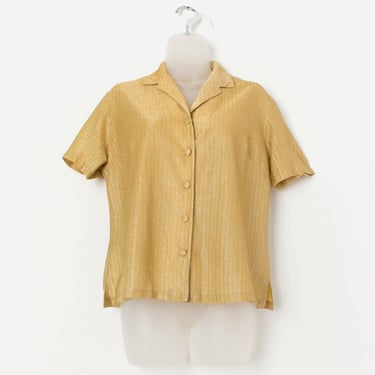 Vintage Hardy Amies gold blouse, sparkly blouse - Medium 