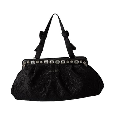 Miu Miu Black Logo Rhinestone Bag