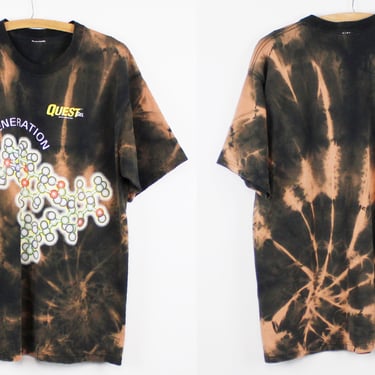 Upcycled Bleach Tie Dyed t-shirt, molecules, science - L 