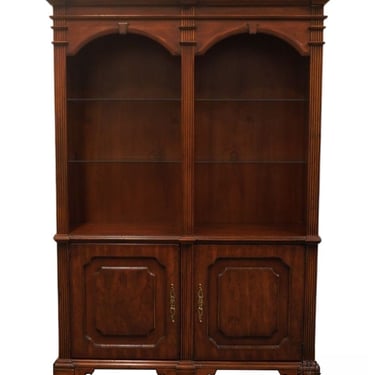 HIGH END Walnut Italian Provincial Style 57" Lighted Double Bookcase 