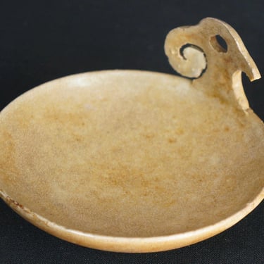 Japan antique Seto ceramic oil lantern wick plate 1800 minimalist kiln art 