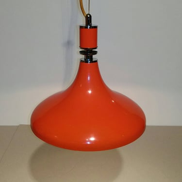 Vintage Trumpet Ceiling Light / Space Age Pendant Lamp / Orange 