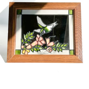Stained Glass Hummingbird Mirror