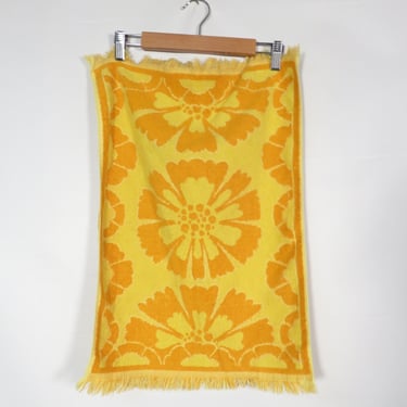 Vintage Orange And Yellow Flower Power Hand Towel All Cotton 