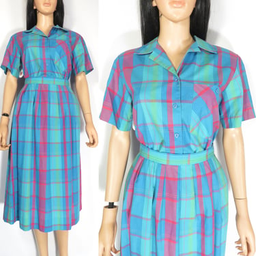 Vintage 80s Does 50s Pendleton Plaid Skirt Set Made In USA Size M 