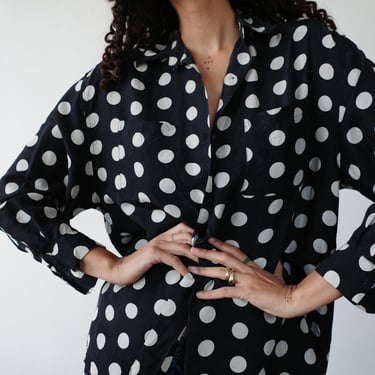 silk polka dot blouse