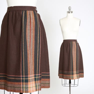 Bobbie Brooks wool skirt | Vintage 70s brown striped wrap skirt | 1970s fall wool skirt 