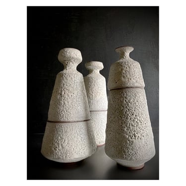 SHIPS NOW- 2 Part Stacked Crater Vessel/ Vase by Sara Paloma Pottery. modernist minimal bud vase and cylinder vase 
