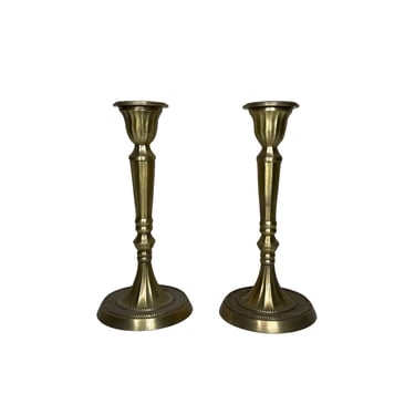 Brass Candlesticks Pair, Candlestick Holders, 8.5" tall 