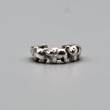 90's sterling lucky elephants size 3 midi ring, Thai 925 silver adjustable happy pachyderms toe ring 