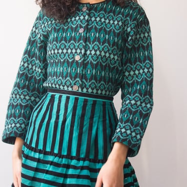 1980s Turquoise Fairisle Wool Sweater 