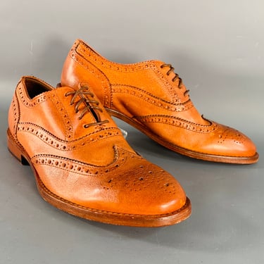 PAUL SMITH Size 7.5 Orange Perforated Leather Wingtip Lace-Up Flexible Travel Shoes