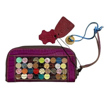 NWT Octopus Handbags Handmade Purple Leather Hippie Polka Dot Wristlet Wallet 