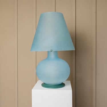 Murano Glass Table Lamp XXL - Light Blue, Handmade in Italy, Vintage Space Age Design, 1980s, Retro Home Decor, Soft Light Lamp 